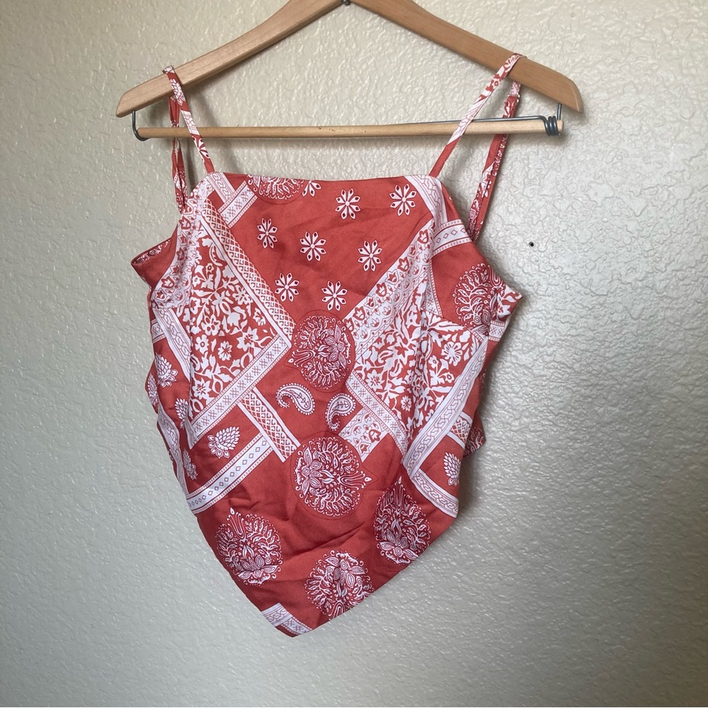 French Kiss Red and White Floral Crop Top